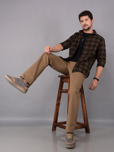 Green 100% Cotton Checked Shirt-Men Shirts-Crimsoune Club