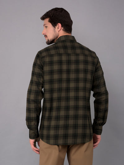 Green 100% Cotton Checked Shirt-Men Shirts-Crimsoune Club