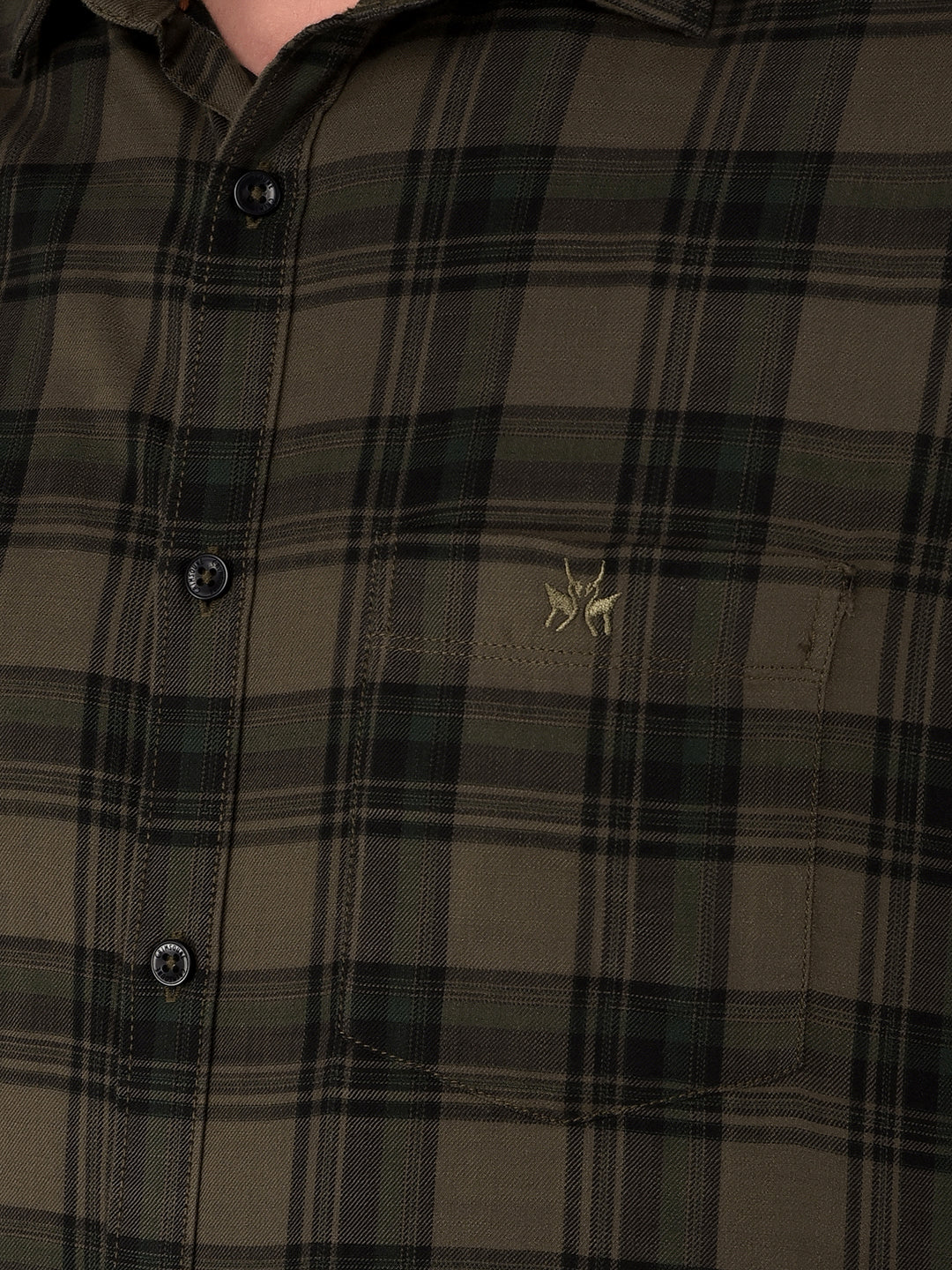 Green 100% Cotton Checked Shirt-Men Shirts-Crimsoune Club