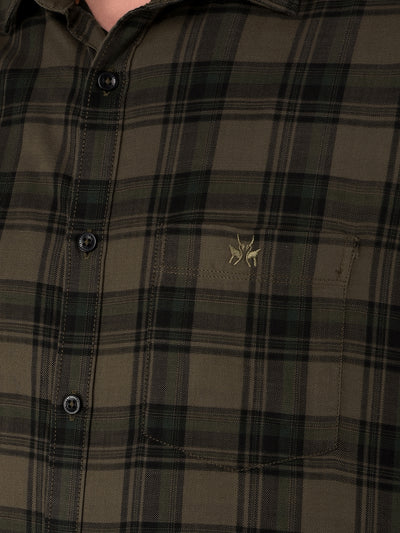 Green 100% Cotton Checked Shirt-Men Shirts-Crimsoune Club