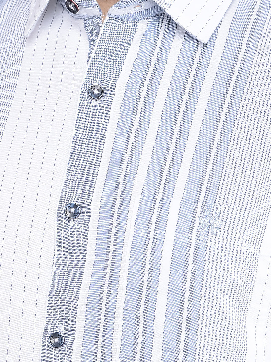 Blue Vertical Striped 100% Cotton Shirt-Men Shirts-Crimsoune Club
