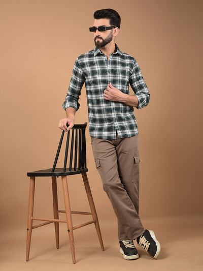 Green Checked Shirt-Men Shirts-Crimsoune Club