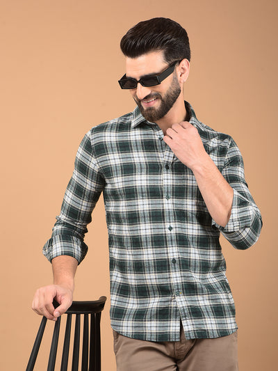 Green Checked Shirt-Men Shirts-Crimsoune Club