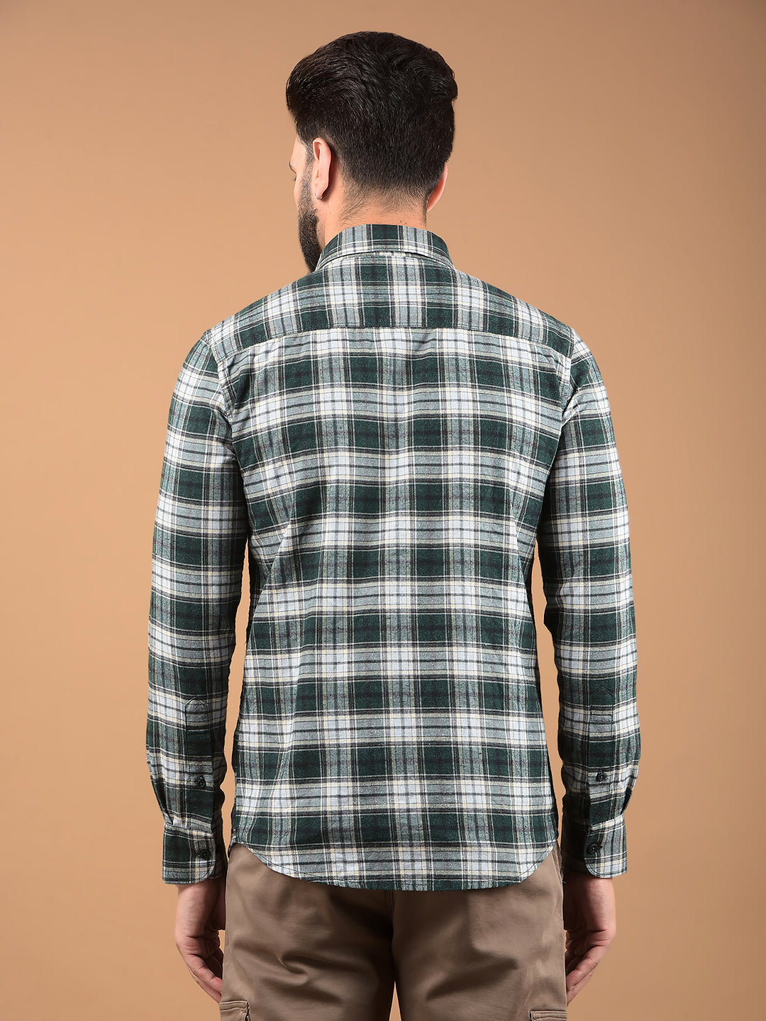 Green Checked Shirt-Men Shirts-Crimsoune Club