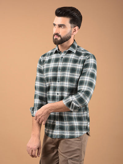 Green Checked Shirt-Men Shirts-Crimsoune Club