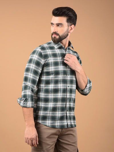 Green Checked Shirt-Men Shirts-Crimsoune Club
