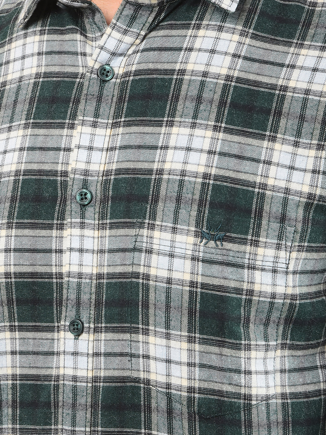 Green Checked Shirt-Men Shirts-Crimsoune Club