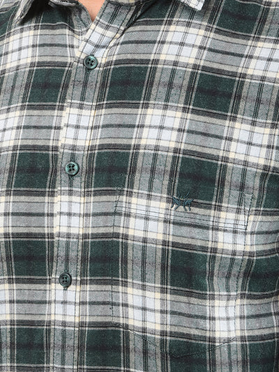 Green Checked Shirt-Men Shirts-Crimsoune Club