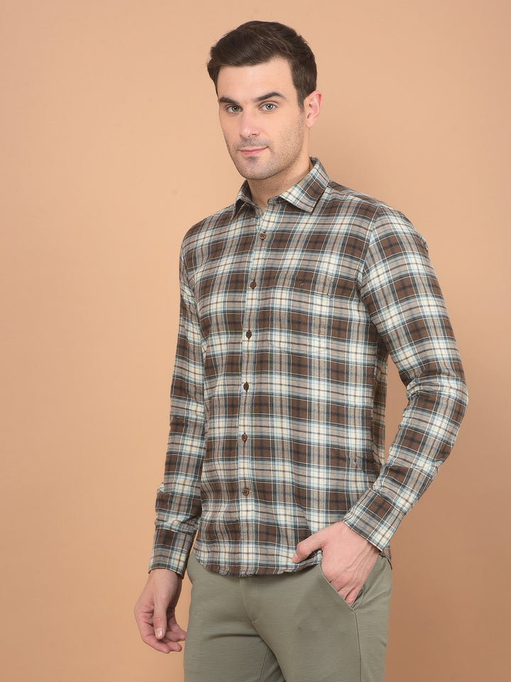Brown Checked Shirt-Men Shirts-Crimsoune Club