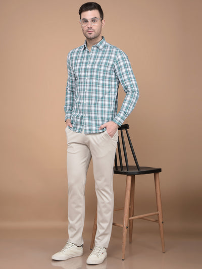 Green Checked 100% Cotton Shirt-Men Shirts-Crimsoune Club