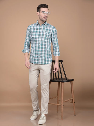 Green Checked 100% Cotton Shirt-Men Shirts-Crimsoune Club
