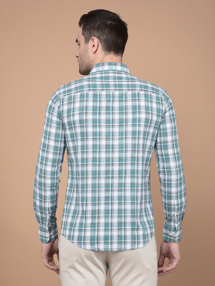 Green Checked 100% Cotton Shirt-Men Shirts-Crimsoune Club