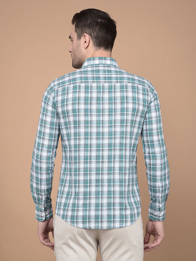 Green Checked 100% Cotton Shirt-Men Shirts-Crimsoune Club