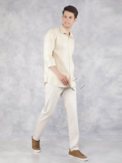 Yellow 100% Cotton Checked Shirt-Men Shirts-Crimsoune Club