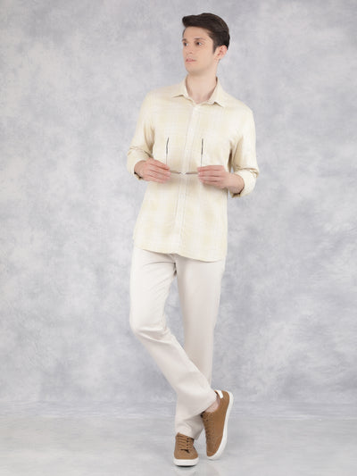 Yellow 100% Cotton Checked Shirt-Men Shirts-Crimsoune Club