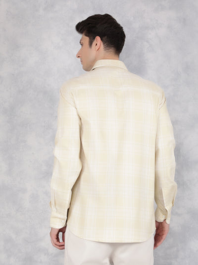 Yellow 100% Cotton Checked Shirt-Men Shirts-Crimsoune Club