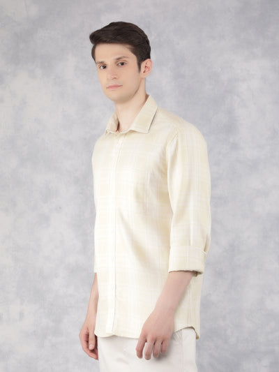 Yellow 100% Cotton Checked Shirt-Men Shirts-Crimsoune Club