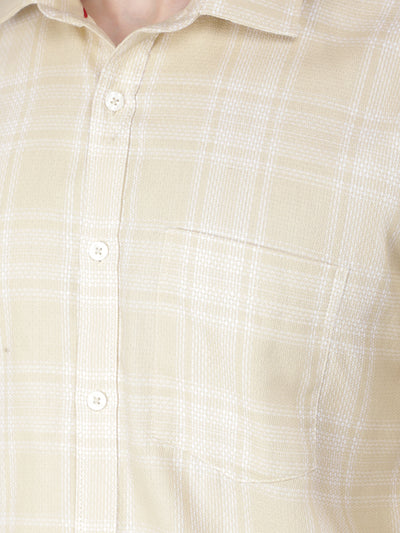 Yellow 100% Cotton Checked Shirt-Men Shirts-Crimsoune Club