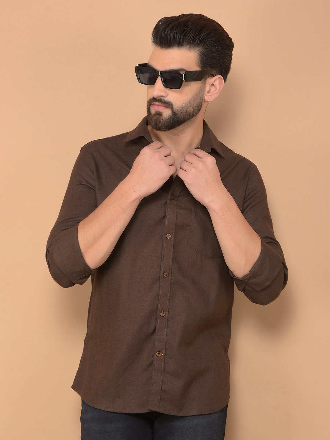 Brown Shirt-Men Shirts-Crimsoune Club