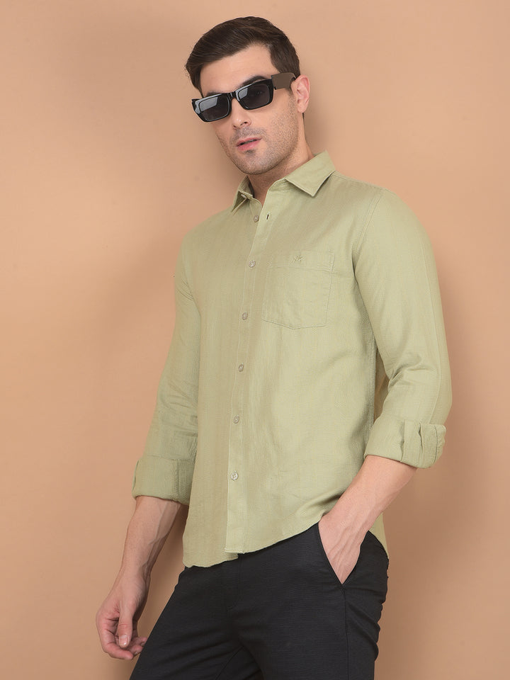 Green 100% Cotton Shirt-Men Shirts-Crimsoune Club