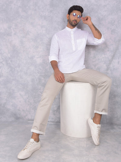 White Linen Kurta-Men Kurtas-Crimsoune Club