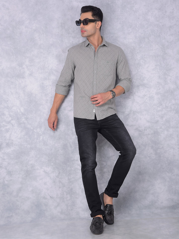 Green Printed 100% Cotton Shirt-Men Shirts-Crimsoune Club