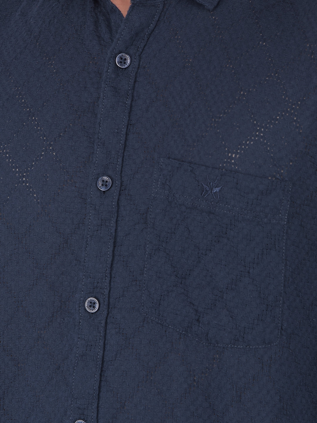 Navy Blue Printed 100% Cotton Shirt-Men Shirts-Crimsoune Club
