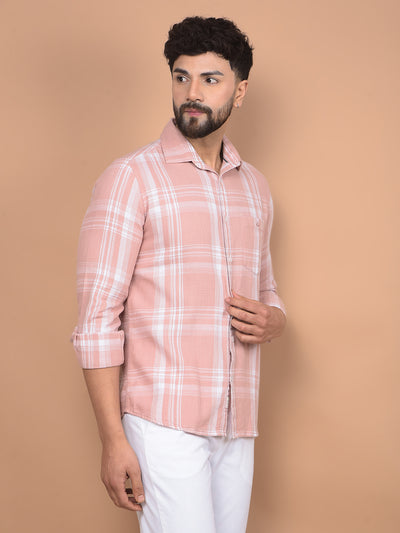 Pink Checked 100% Cotton Shirt-Men Shirts-Crimsoune Club