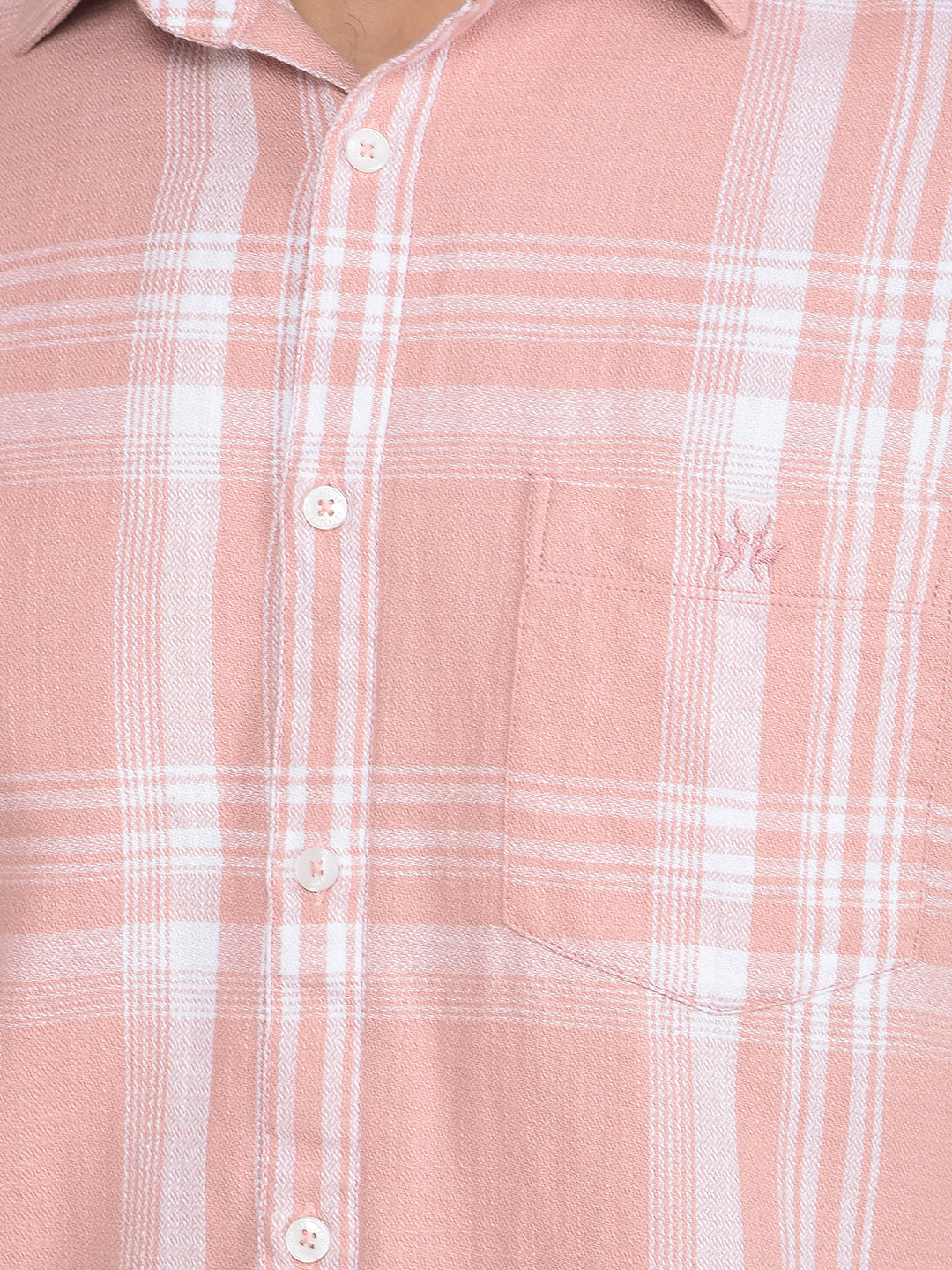 Pink Checked 100% Cotton Shirt-Men Shirts-Crimsoune Club
