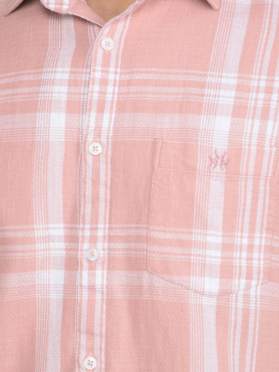 Pink Checked 100% Cotton Shirt-Men Shirts-Crimsoune Club