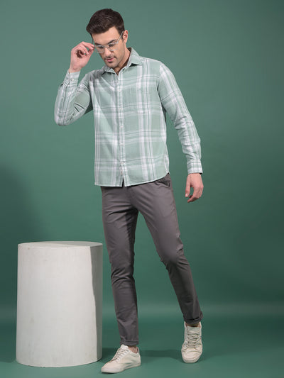 Green Checked 100% Cotton Shirt-Men Shirts-Crimsoune Club
