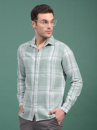 Green Checked 100% Cotton Shirt-Men Shirts-Crimsoune Club