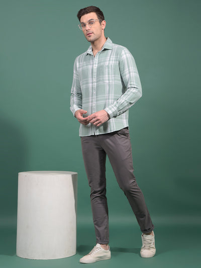 Green Checked 100% Cotton Shirt-Men Shirts-Crimsoune Club