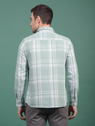 Green Checked 100% Cotton Shirt-Men Shirts-Crimsoune Club