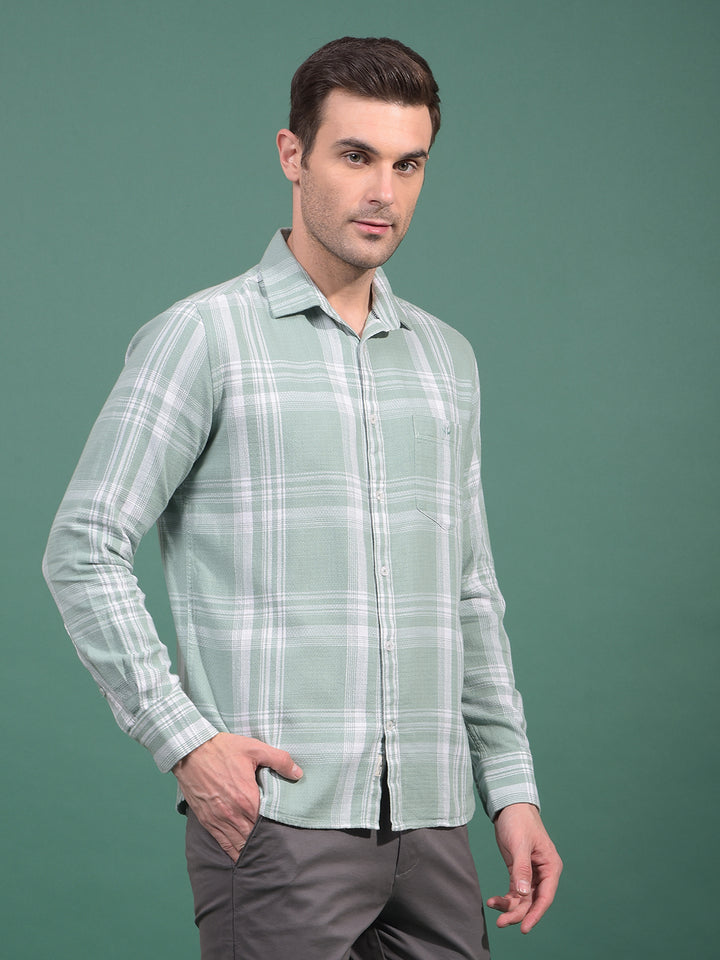 Green Checked 100% Cotton Shirt-Men Shirts-Crimsoune Club