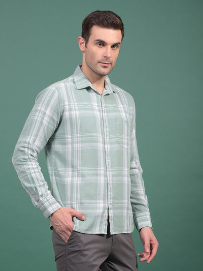 Green Checked 100% Cotton Shirt-Men Shirts-Crimsoune Club