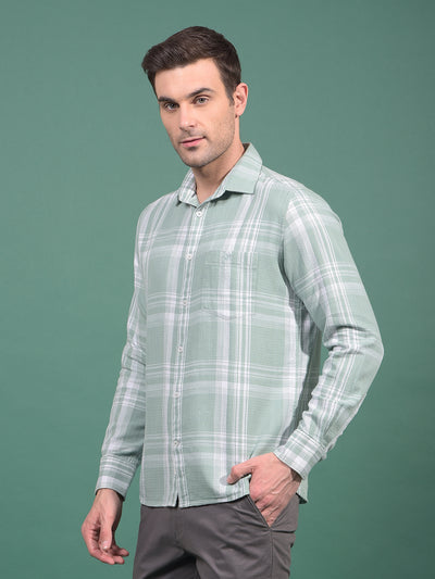 Green Checked 100% Cotton Shirt-Men Shirts-Crimsoune Club