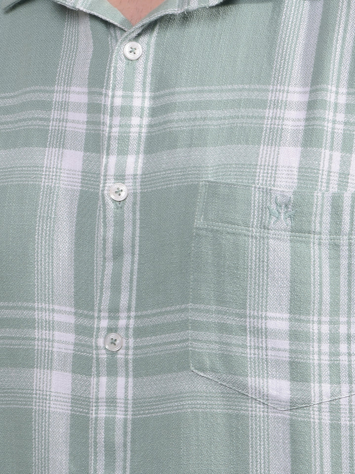 Green Checked 100% Cotton Shirt-Men Shirts-Crimsoune Club