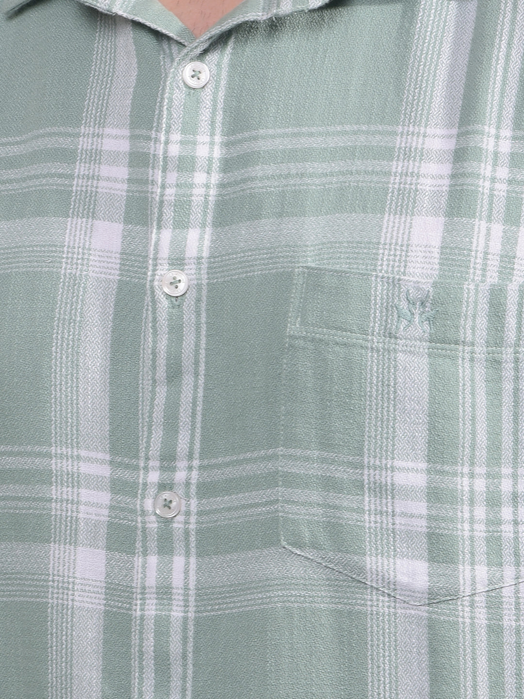 Green Checked 100% Cotton Shirt-Men Shirts-Crimsoune Club