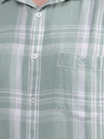 Green Checked 100% Cotton Shirt-Men Shirts-Crimsoune Club