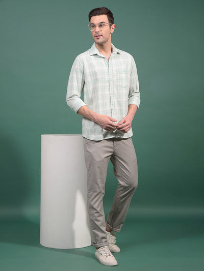 Green Checked 100% Cotton Shirt-Men Shirts-Crimsoune Club