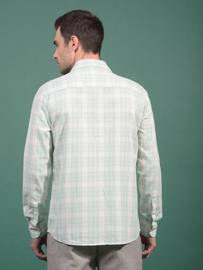 Green Checked 100% Cotton Shirt-Men Shirts-Crimsoune Club