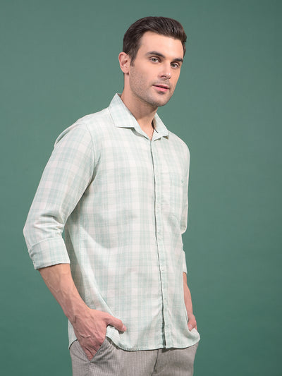 Green Checked 100% Cotton Shirt-Men Shirts-Crimsoune Club