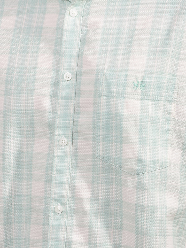 Green Checked 100% Cotton Shirt-Men Shirts-Crimsoune Club