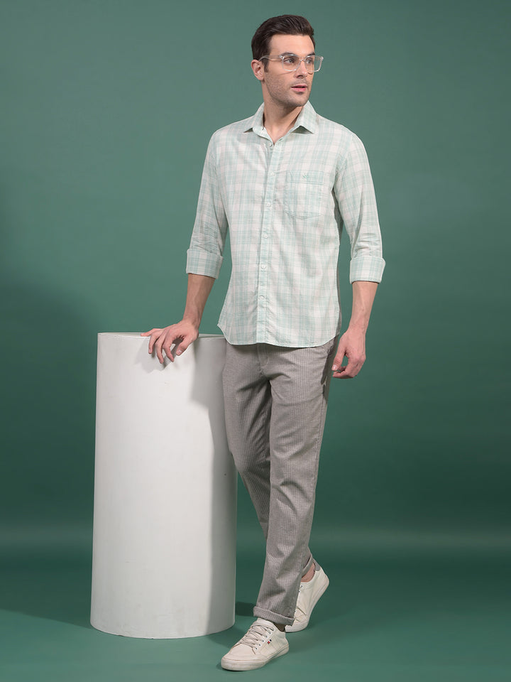 Green Checked 100% Cotton Shirt-Men Shirts-Crimsoune Club