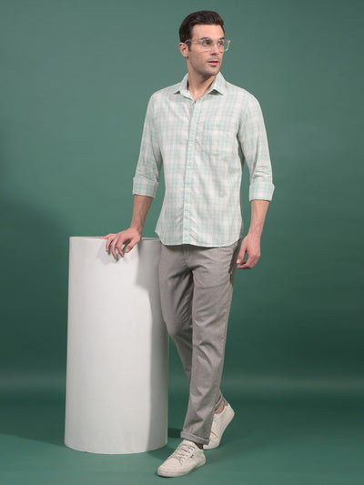 Green Checked 100% Cotton Shirt-Men Shirts-Crimsoune Club