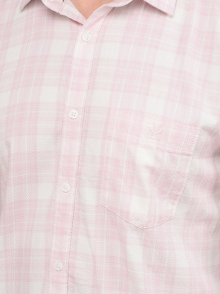 Pink Checked 100% Cotton Shirt-Men Shirts-Crimsoune Club