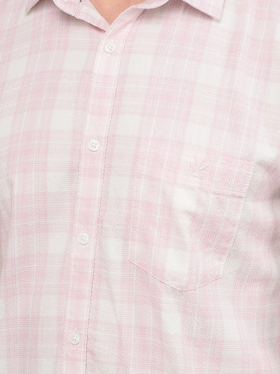 Pink Checked 100% Cotton Shirt-Men Shirts-Crimsoune Club
