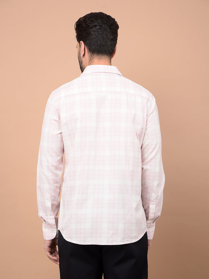 Pink Checked 100% Cotton Shirt-Men Shirts-Crimsoune Club