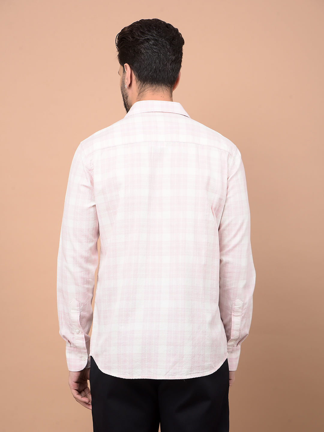 Pink Checked 100% Cotton Shirt-Men Shirts-Crimsoune Club